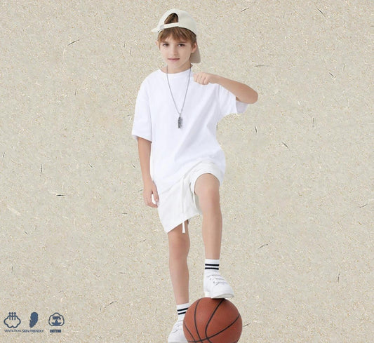 Youth Daily Wear T-Shirt 250G A-Class 100% Cotton, Soft & Safe for School & Play, Ages 6-12, Unisex Fit